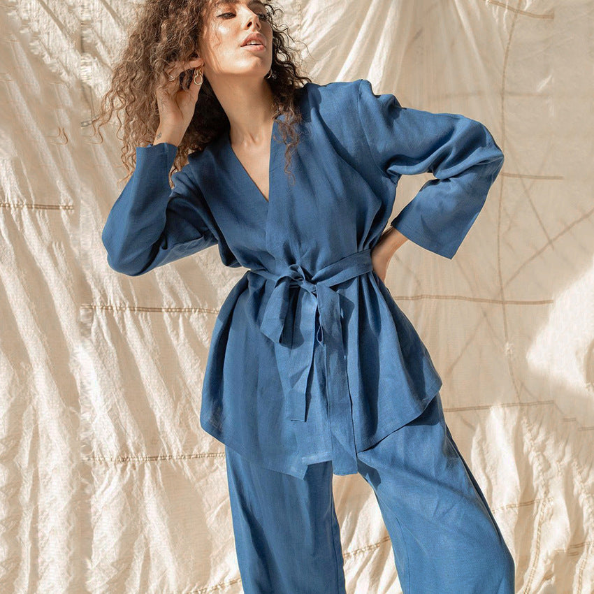 Cotton Linen Pajama Set