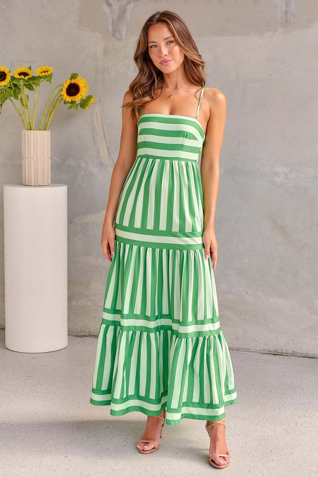 Striped Square Neck Dress
