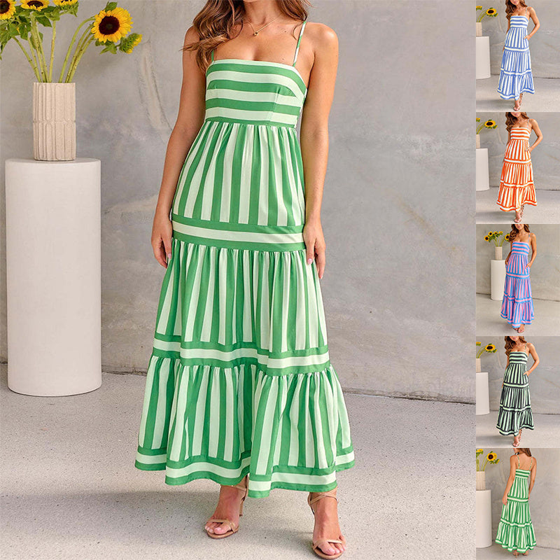 Striped Square Neck Dress