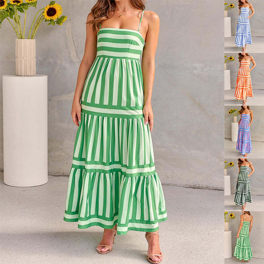 Striped Square Neck Dress