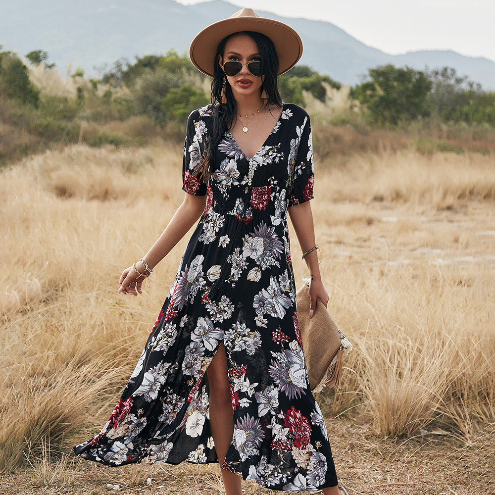 Floral V-Neck Summer Dress