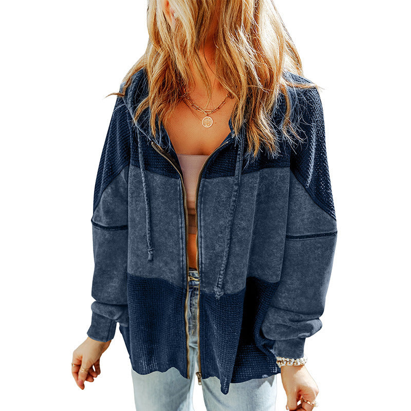 Retro Hooded Colorblock Jacket