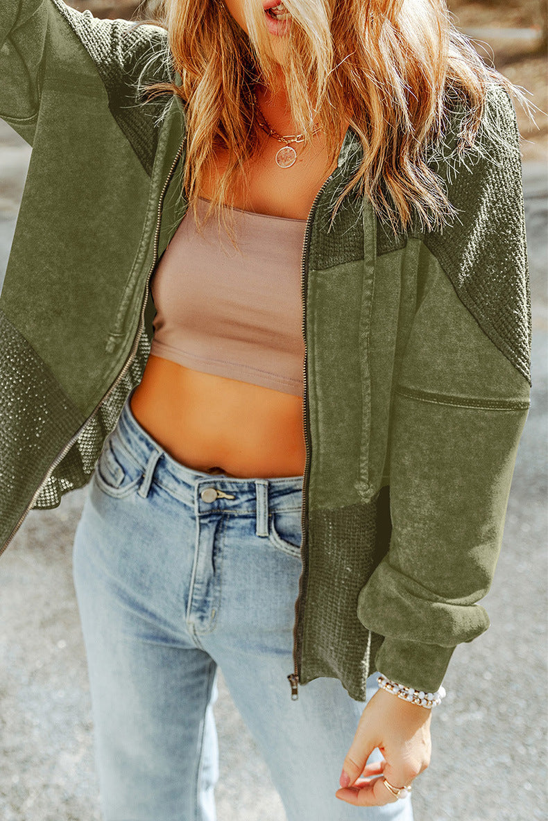 Retro Hooded Colorblock Jacket