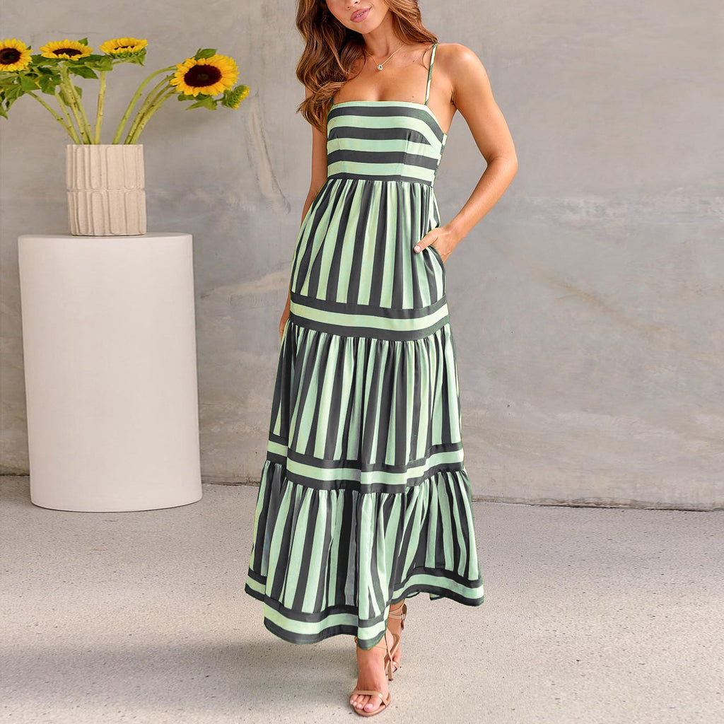 Striped Square Neck Dress