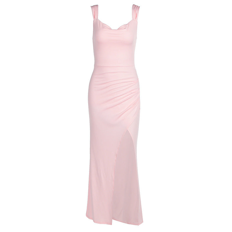 Slim Back-Tie Slit Dress