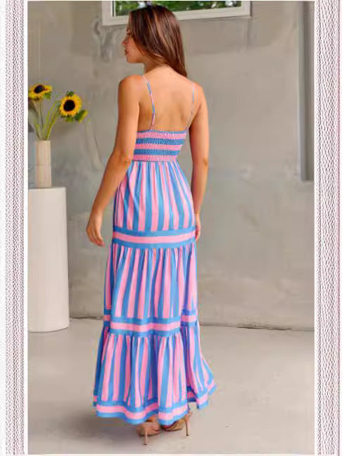 Striped Square Neck Dress