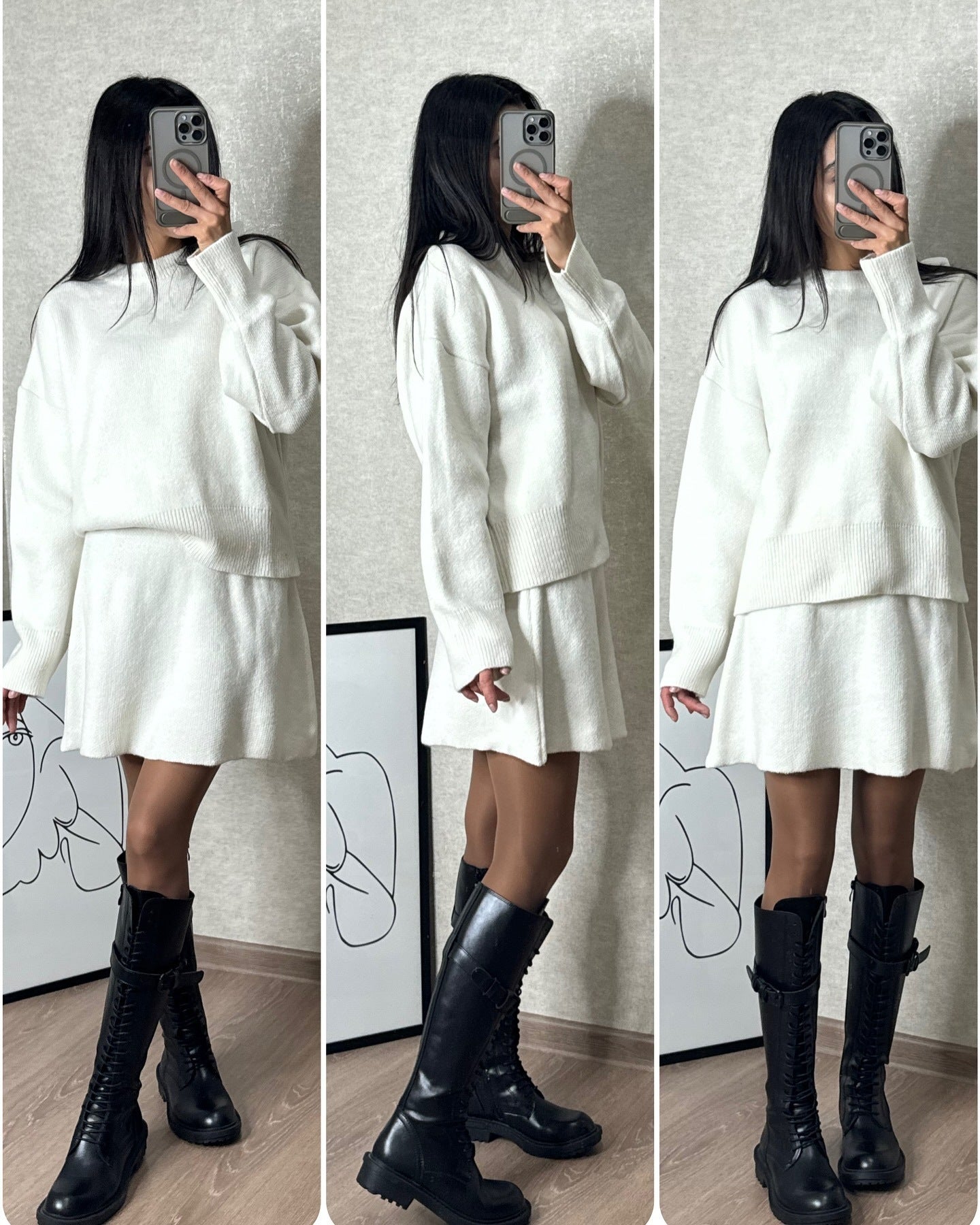 Elegant Knit Sweater Skirt Set