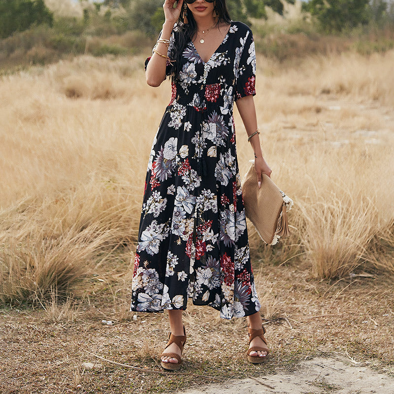 Floral V-Neck Summer Dress